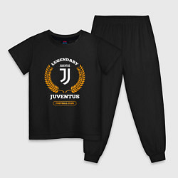 Пижама хлопковая детская Лого Juventus и надпись Legendary Football Club, цвет: черный