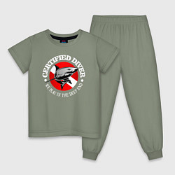 Пижама хлопковая детская Сертифицированный дайвер, цвет: авокадо