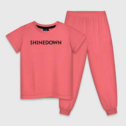 Пижама хлопковая детская Shinedown лого, цвет: коралловый