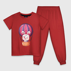 Пижама хлопковая детская Зайка на воздушном шаре, цвет: красный