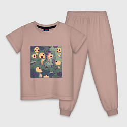 Пижама хлопковая детская Kodama - playtime, цвет: пыльно-розовый
