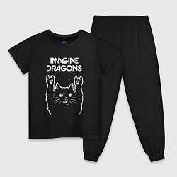 Пижама хлопковая детская Imagine Dragons Рок кот, цвет: черный