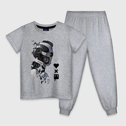 Пижама хлопковая детская Xbot 4000 в профиль с лого, цвет: меланж