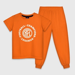 Пижама хлопковая детская Символ Inter и надпись Football Legends and Champi, цвет: оранжевый