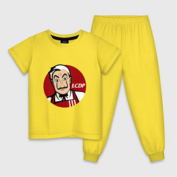 Пижама хлопковая детская LCDP, цвет: желтый