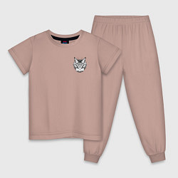 Пижама хлопковая детская Морда кота Мейн-куна, цвет: пыльно-розовый