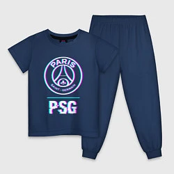 Пижама хлопковая детская PSG FC в стиле Glitch, цвет: тёмно-синий
