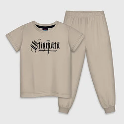 Пижама хлопковая детская Stigmata логотип, цвет: миндальный