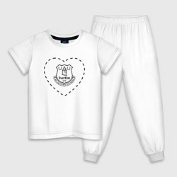 Пижама хлопковая детская Лого Everton в сердечке, цвет: белый