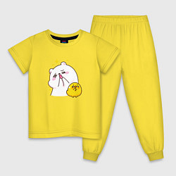 Пижама хлопковая детская Медведь и цыпа, цвет: желтый