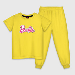 Пижама хлопковая детская Barbie logo, цвет: желтый