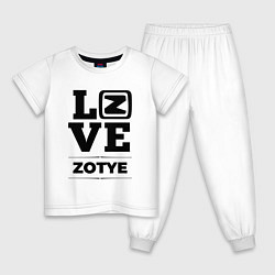 Пижама хлопковая детская Zotye Love Classic, цвет: белый