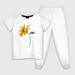 Пижама хлопковая детская Branch With a Sunflower Подсолнух, цвет: белый