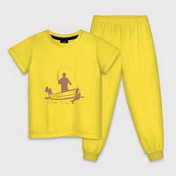 Пижама хлопковая детская Рыбацкий заплыв, цвет: желтый