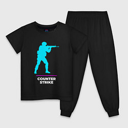 Пижама хлопковая детская Символ Counter Strike в неоновых цветах, цвет: черный