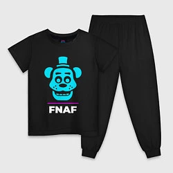 Пижама хлопковая детская Символ FNAF в неоновых цветах, цвет: черный