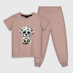 Пижама хлопковая детская Футбол - Далматин, цвет: пыльно-розовый
