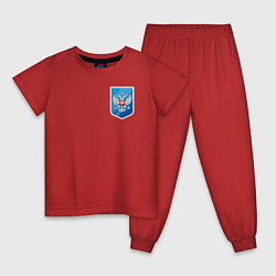 Пижама хлопковая детская Синий герб России, цвет: красный