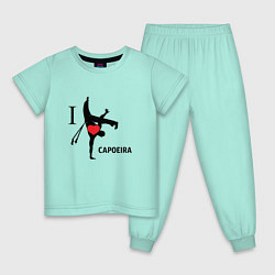 Пижама хлопковая детская I LOVE CAPOEIRA, цвет: мятный