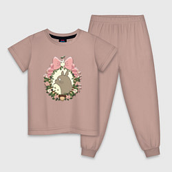 Пижама хлопковая детская Тоторо с бантиком, цвет: пыльно-розовый