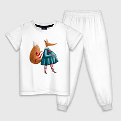 Пижама хлопковая детская Беременная лисица, цвет: белый
