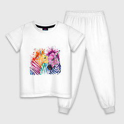 Пижама хлопковая детская Zebras, цвет: белый