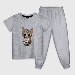 Пижама хлопковая детская Футбол - Котёнок, цвет: меланж