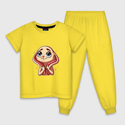 Пижама хлопковая детская Восхищенная зайка, цвет: желтый