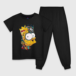 Пижама хлопковая детская Cyber-Bart - Simpsons family, цвет: черный
