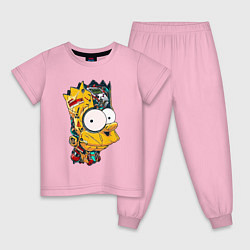 Пижама хлопковая детская Cyber-Bart - Simpsons family, цвет: светло-розовый