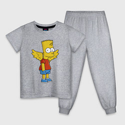 Пижама хлопковая детская Барт Симпсон - единорог, цвет: меланж
