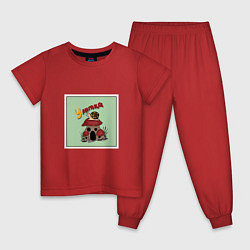 Пижама хлопковая детская Улитка на грибах, цвет: красный