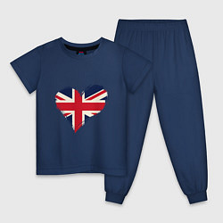 Пижама хлопковая детская Сердце - Британия, цвет: тёмно-синий