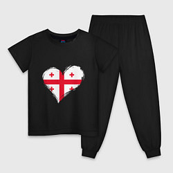 Пижама хлопковая детская Сердце - Грузия, цвет: черный