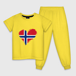 Пижама хлопковая детская Сердце - Норвегия, цвет: желтый