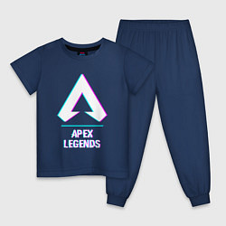 Пижама хлопковая детская Apex Legends в стиле glitch и баги графики, цвет: тёмно-синий