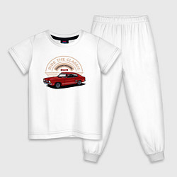 Пижама хлопковая детская Красный ретро - автомобиль, цвет: белый