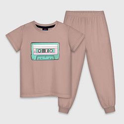 Пижама хлопковая детская Музыкальная кассета - олды поймут, цвет: пыльно-розовый