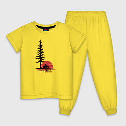 Пижама хлопковая детская Рождённые в лесу, цвет: желтый