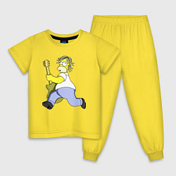 Пижама хлопковая детская Гомер Симпсон - крутой рок гитарист, цвет: желтый