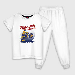 Пижама хлопковая детская Винтажный стиль мотоциклист, цвет: белый
