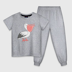 Пижама хлопковая детская Пеликан удивлён, цвет: меланж