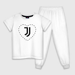 Пижама хлопковая детская Лого Juventus в сердечке, цвет: белый