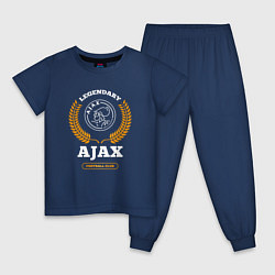 Пижама хлопковая детская Лого Ajax и надпись legendary football club, цвет: тёмно-синий