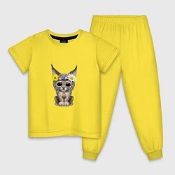 Пижама хлопковая детская Мир - Рысь, цвет: желтый