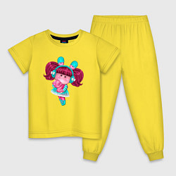 Пижама хлопковая детская Маленькая девочка принцесса, цвет: желтый