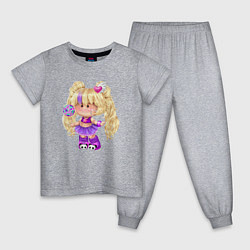 Пижама хлопковая детская Маленькая девочка с леденцом, цвет: меланж