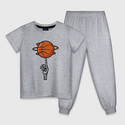 Пижама хлопковая детская Баскетбольный мяч на костлявой руке, цвет: меланж