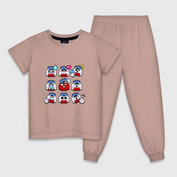 Пижама хлопковая детская Значки на Лу Пины Бравл Старс Lou, цвет: пыльно-розовый