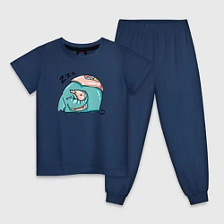 Пижама хлопковая детская Спящий слон с подушкой, цвет: тёмно-синий
